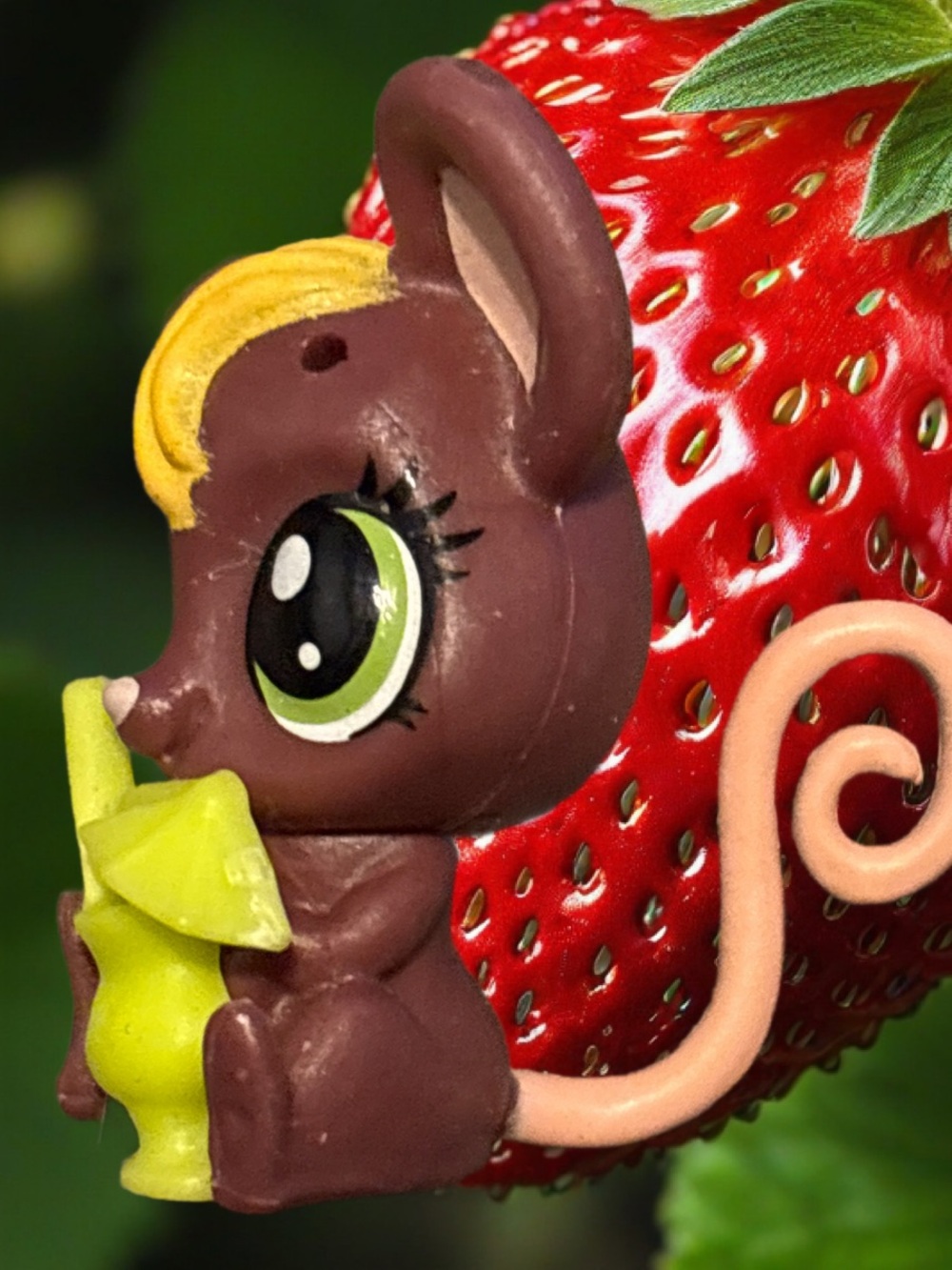 Brown Cartoon Mouse Figurine with Lime Accessory
